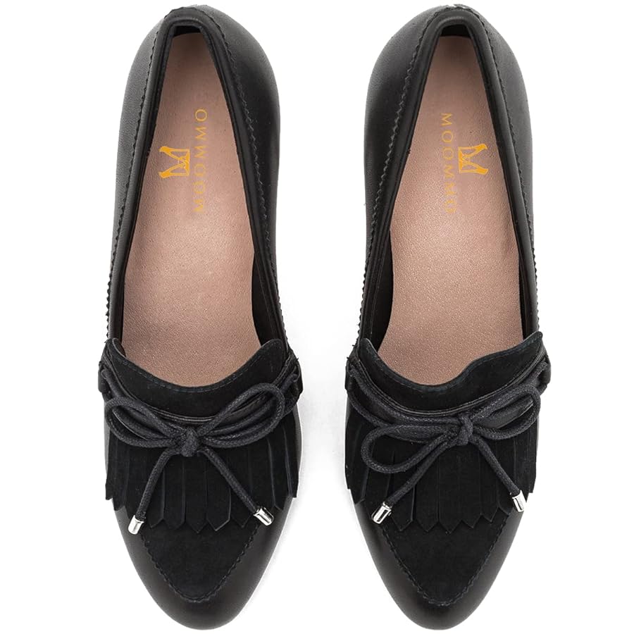 Amazon.com | MOOMMO Women Black High Chunky Heel Loafers Bow